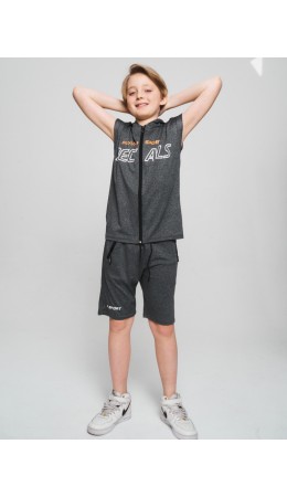 Спортивный костюм летний для мальчика серого цвета 70002Sr