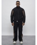 Спортивный костюм мужской плащевой черного цвета 1508Ch