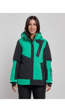 Горнолыжная куртка женская зимняя зеленого цвета 2306Z