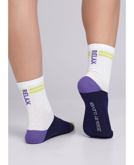 CLE Носки дет.С1372 16-18,18-20 хип-хоп хл+эл, белый/т.синий