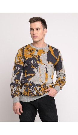 CLE Джемпер муж. 413388/43ха, меланж св.серый/меланж т.серый