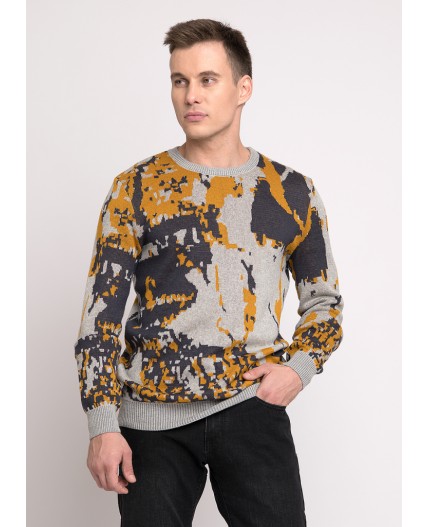 CLE Джемпер муж. 413388/43ха, меланж св.серый/меланж т.серый