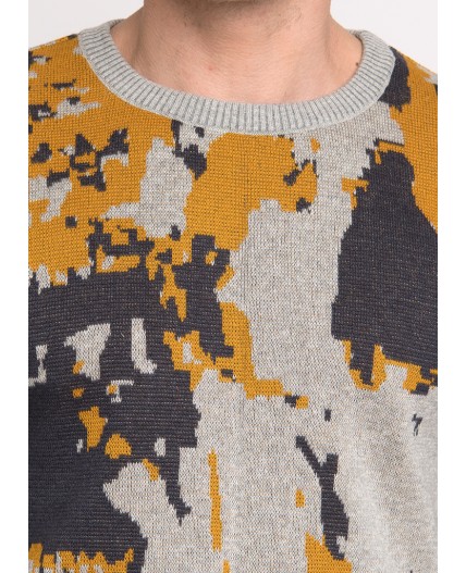 CLE Джемпер муж. 413388/43ха, меланж св.серый/меланж т.серый