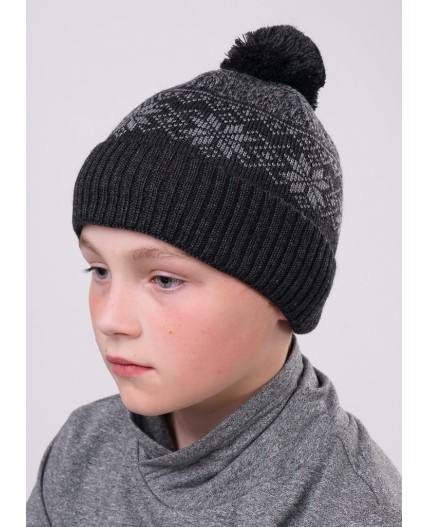 CLE Шапка дет.702829аш, меланж т.серый/меланж серый
