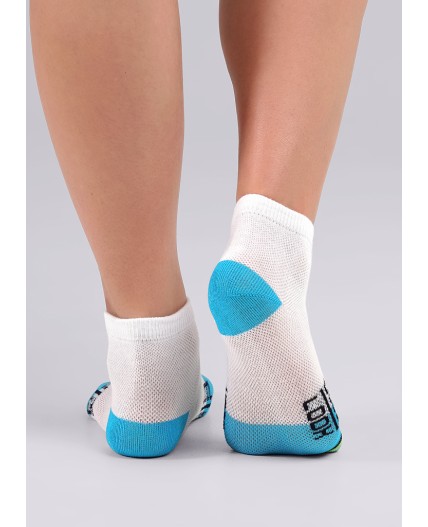 CLE Носки дет.С1473 16-18,18-20 сетка мал, белый/бирюзовый