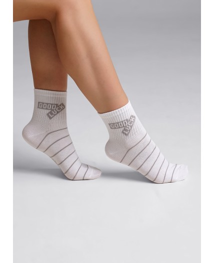 CLE Носки жен.Д5448 Ява хл+эл, белый/св.бежевый