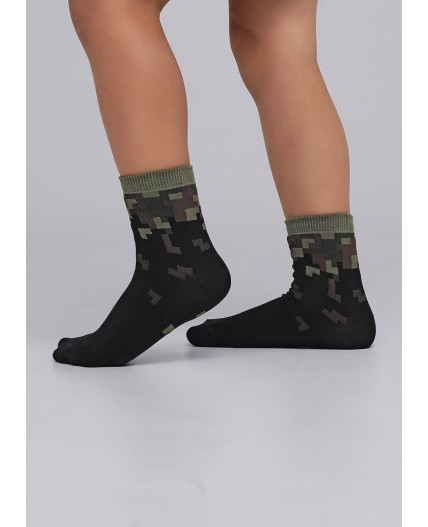 CLE Носки дет.С4486 16-18,18-20 23Ф хл+эл, чёрный