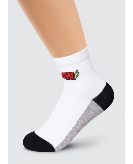 CLE Носки дет.С1331 12-14,14-16 аквамарин мал, белый/меланж серый