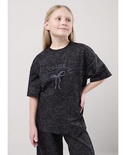 CLE Футболка дев. 856797/12кдн_п, чёрный/т.серый