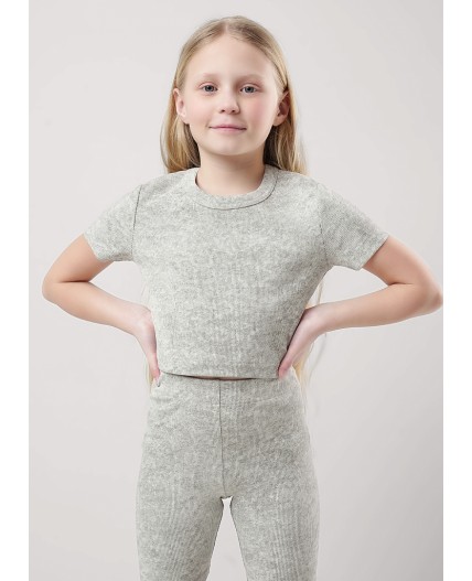 CLE Футболка дев. 856874/12шн, молочный/серый