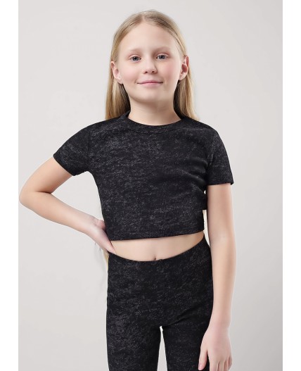 CLE Футболка дев. 856874/12шн, чёрный/т.серый
