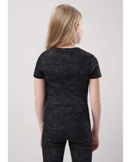 CLE Футболка дев. 856874/12шн, чёрный/т.серый