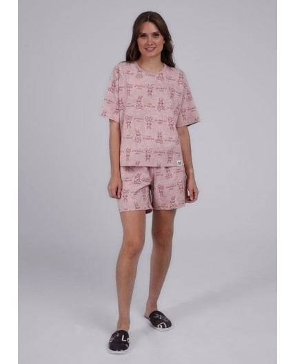 CLE LP25-1148/1 Пижама жен. Сахарная вата, розовый/т.розовый