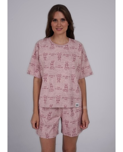 CLE LP25-1148/1 Пижама жен. Сахарная вата, розовый/т.розовый