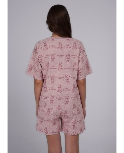 CLE LP25-1148/1 Пижама жен. Сахарная вата, розовый/т.розовый