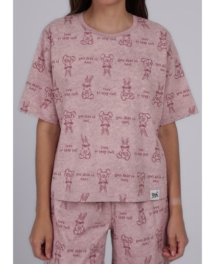 CLE LP25-1148/1 Пижама жен. Сахарная вата, розовый/т.розовый