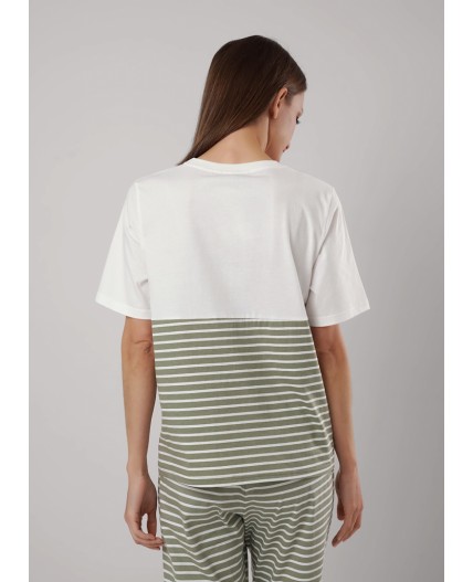 CLE LP25-1153/1 Пижама жен. Фисташковый пай, молочный/хаки