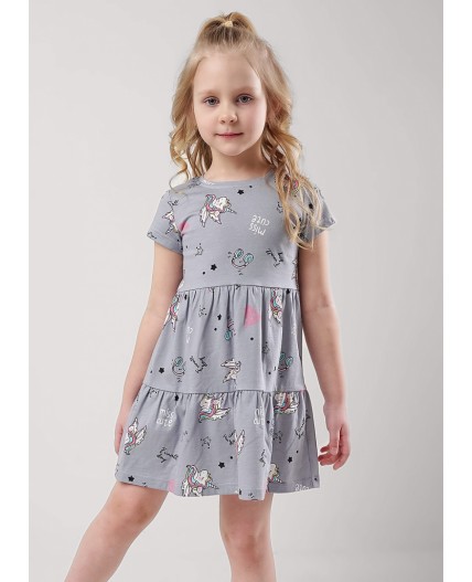 CLE Платье дев. 856312кдн, св.серый/молочный