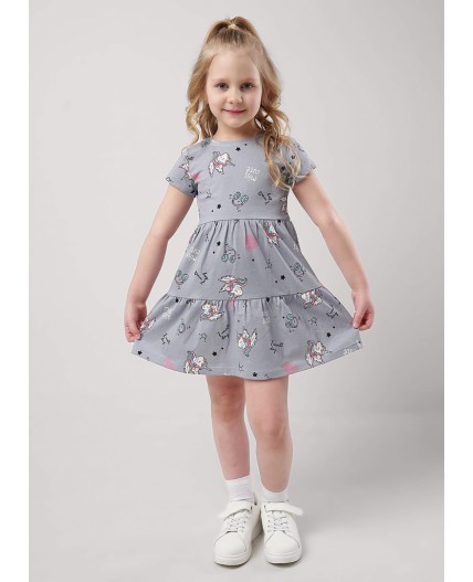 CLE Платье дев. 856312кдн, св.серый/молочный