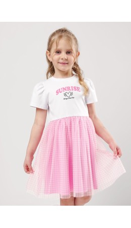 CLE Платье дев. 857027/16г_п, св.розовый/белый