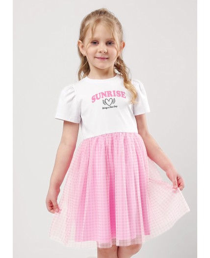 CLE Платье дев. 857027/16г_п, св.розовый/белый