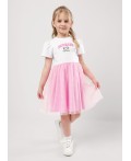 CLE Платье дев. 857027/16г_п, св.розовый/белый
