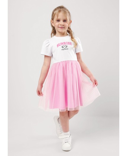 CLE Платье дев. 857027/16г_п, св.розовый/белый