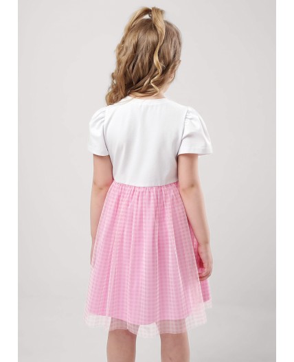 CLE Платье дев. 857027/16г_п, св.розовый/белый