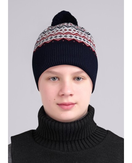 CLE Шапка дет. 433989ак флис, т.синий/бордовый