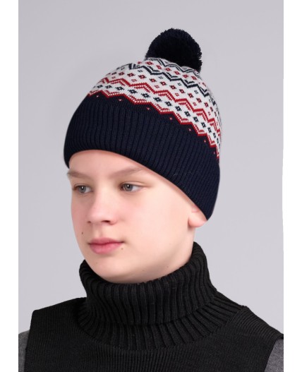 CLE Шапка дет. 433989ак флис, т.синий/бордовый