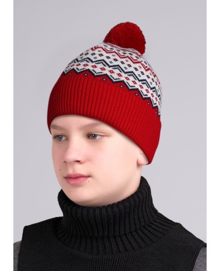 CLE Шапка дет. 433989ак флис, бордовый/т.синий