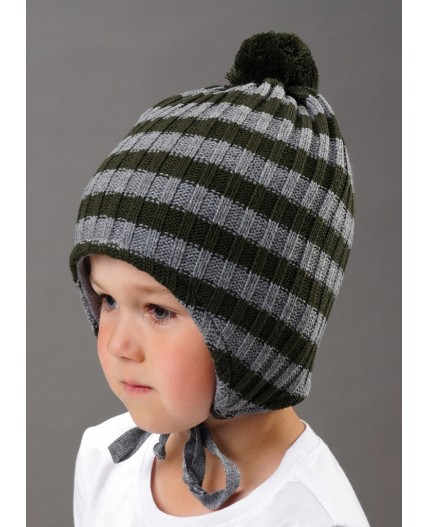 CLE Шапка дет.902336ак, т.зелёный/меланж св.серый