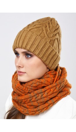 CLE Шарф 113177ап, оранжевый/т.коричневый