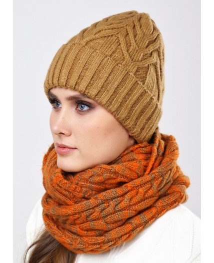 CLE Шарф 113177ап, оранжевый/т.коричневый