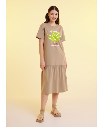 CLE LDR25-1168 Платье жен. Тропикана, св.коричневый