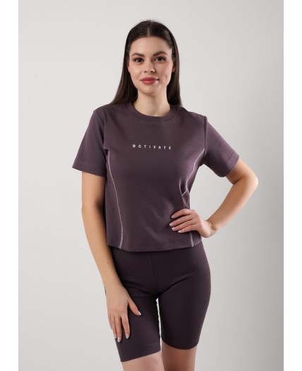 CLE LF25-1159/6 Футболка жен. Мускат, кофейный