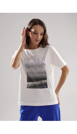 CLE LF25-1163 Футболка жен. Морской, молочный