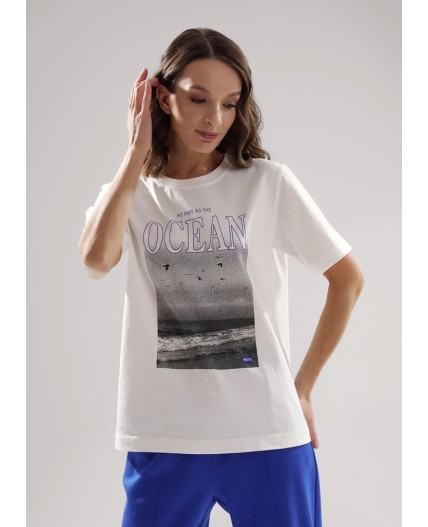 CLE LF25-1163 Футболка жен. Морской, молочный