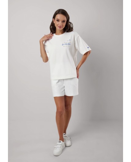 CLE LF25-1163/2 Футболка жен. Морской, молочный