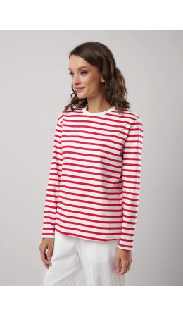 CLE LF25-1163/5 Фуфайка жен. Морской, молочный/красный