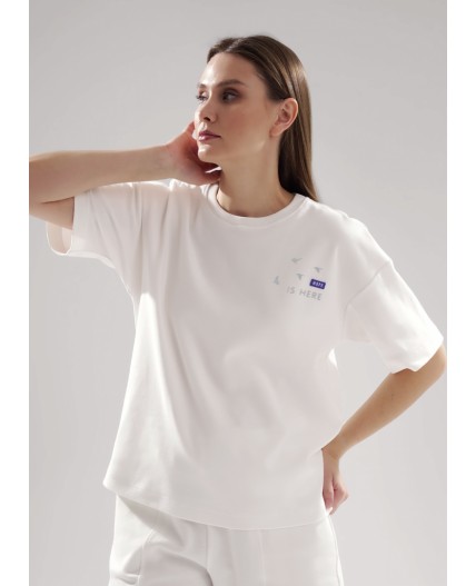 CLE LF25-1163/7 Футболка жен. Морской, молочный