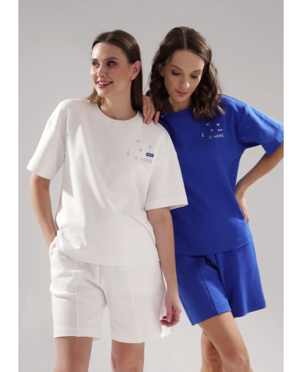 CLE LF25-1163/7 Футболка жен. Морской, молочный