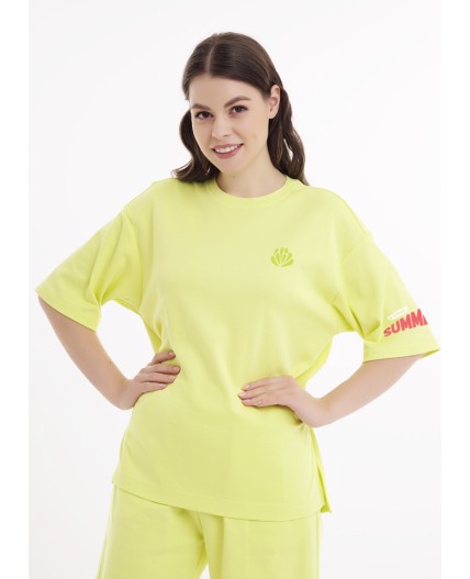 CLE LF25-1168 Футболка жен. Тропикана, св.жёлтый