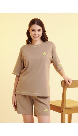 CLE LF25-1168 Футболка жен. Тропикана, св.коричневый