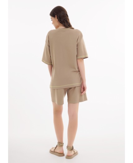 CLE LF25-1168 Футболка жен. Тропикана, св.коричневый