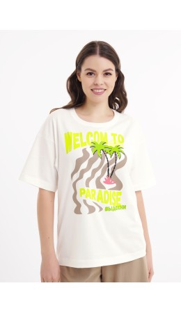 CLE LF25-1168/1 Футболка жен. Тропикана, молочный