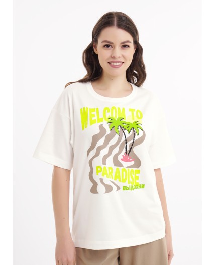 CLE LF25-1168/1 Футболка жен. Тропикана, молочный