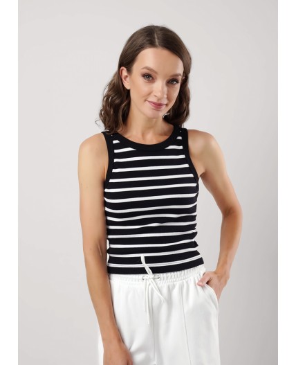 CLE LM25-1163 Майка жен. Морской, чёрный/молочный