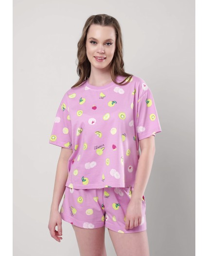 CLE LP25-1158/1 Пижама жен. Витаминка, т.розовый/св.зелёный