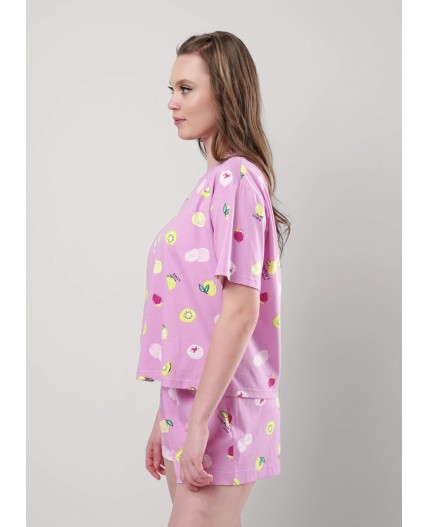 CLE LP25-1158/1 Пижама жен. Витаминка, т.розовый/св.зелёный